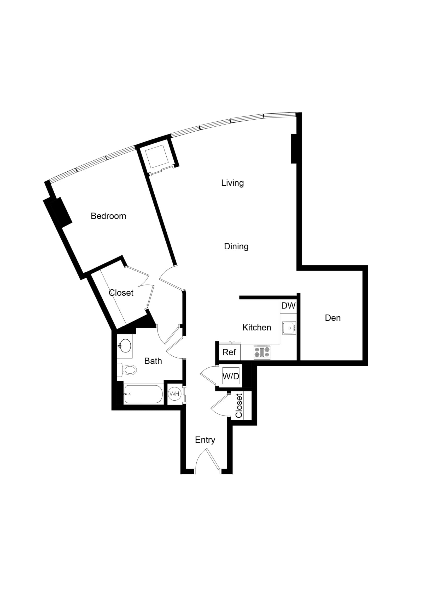 1x1 Den AD03-1 Floor Plan 1x1 Den AD03-1 Floor Plan